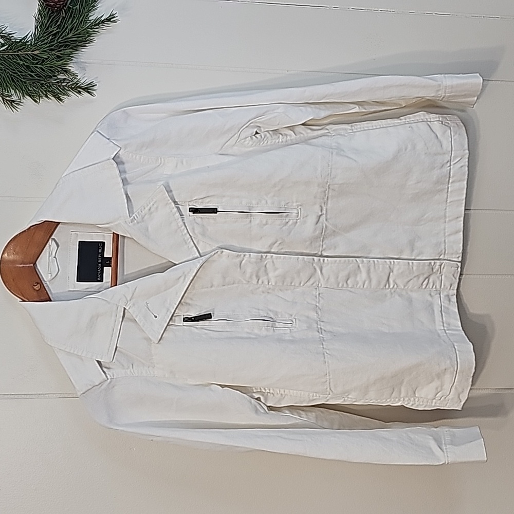 Banana Republic Utility Jacket Womens S Canvas Cropped Barn Military Clean EUV